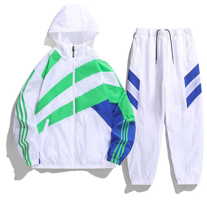 Transfronterizo de dos piezas Cardigan chaqueta hombre cuello transpirable mallas de moda abrigo de moda ropa deportiva pantalones casuales