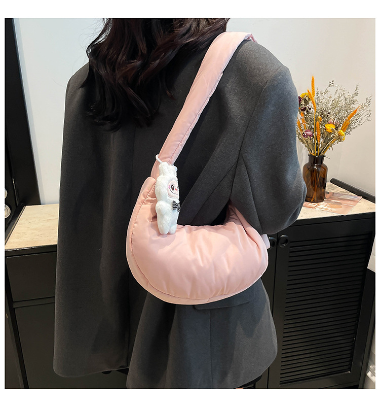 165g Weight Polyester Cotton Lining Material Sewing Thread Fashion Element Zipper Closure Type Single Shoulder Strap Strap Type Crossbody Bag Bags Type Daily, Street Occasion Nylon Material Solid Color Pattern All Seasons Season Women's Gender Basic, Classic Style Style Dumpling Shape Shape Medium Size Women's Medium Nylon Solid Color Basic Classic Style Sewing Thread Dumpling Shape Zipper Crossbody Bag 26