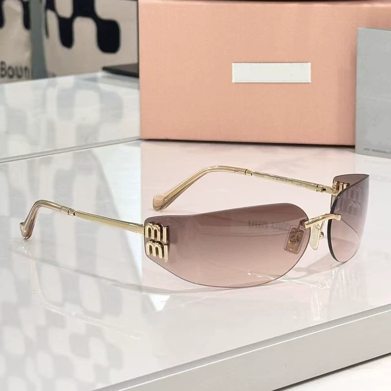 Новые солнцезащитные очки miu premium без оправы узкая версия женские все в одном curved очки против UV SMUA51