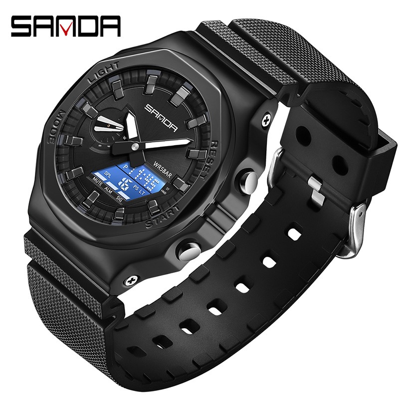 SANDA 3167 nuevo reloj creativo moda deportes multifuncional luminoso moda hombres reloj electrónico