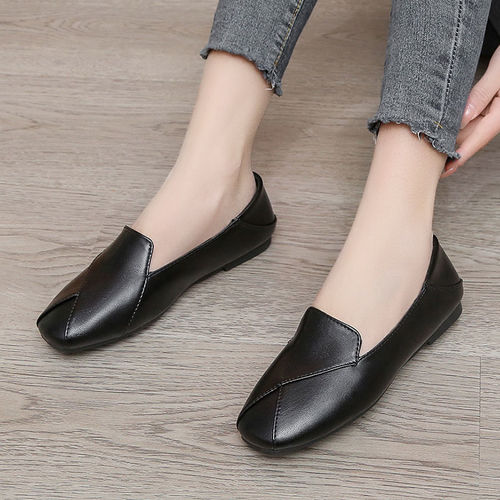 Women's 2025 British Style Flat Comfort Puff sole Shoes, Soft Leather Low Heel Pumps