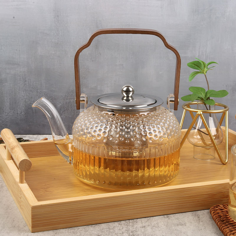 1500毫升玻璃茶壶明火直烧高硼硅玻璃提梁壶家用高级感玻璃泡茶壶
