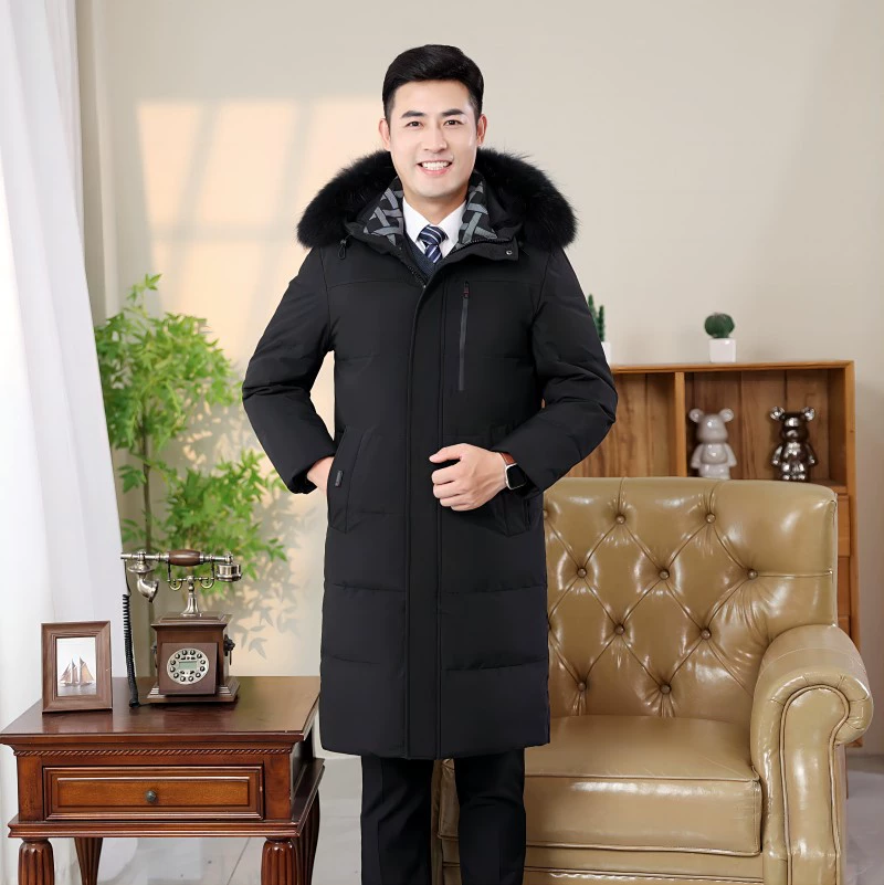Производители, трансграничная оптовая продажа, толстый пуховик для дедушек среднего и пожилого возраста, Мужское пальто, длинная рабочая одежда для папы