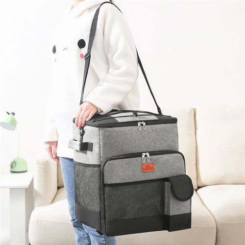 Cross-border new trolley insulated bag outdoor picnic bag large capacity tug ice bag refrigerated box takeaway insulated box