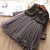 Velvet set, winter children's vest for princess, dress, western style, artificial fur