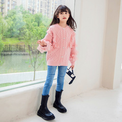 Lace Edge Knitwear for Girls 2023 Autumn/Winter New Arrival Parent-Child Cardigan Outerwear for Big Kids Sweet Girl Knitwear