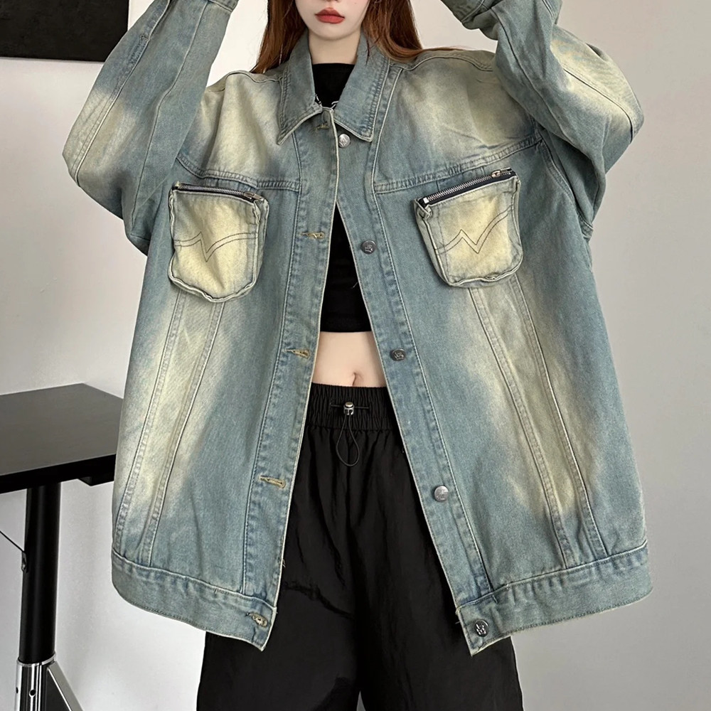 Removable denim retro jacket for men and women