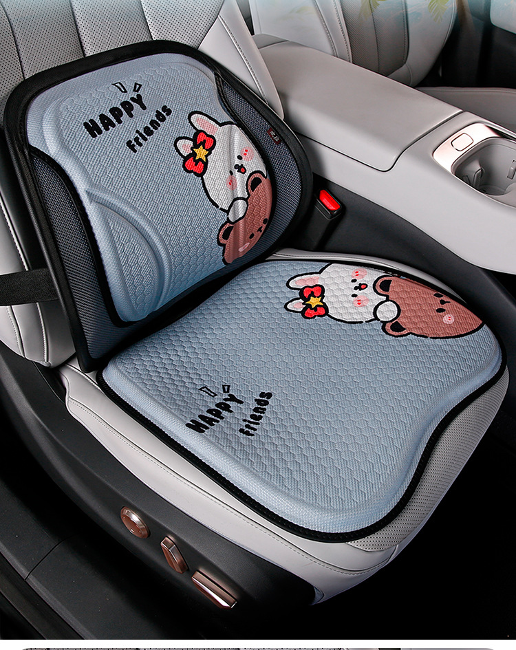New Cartoon Gel Car Seat Cushion, Ice Silk Mesh Cooling Pad, Waist-Protecting Breathable Honeycomb Seat Cushion, Universal Car Cushion