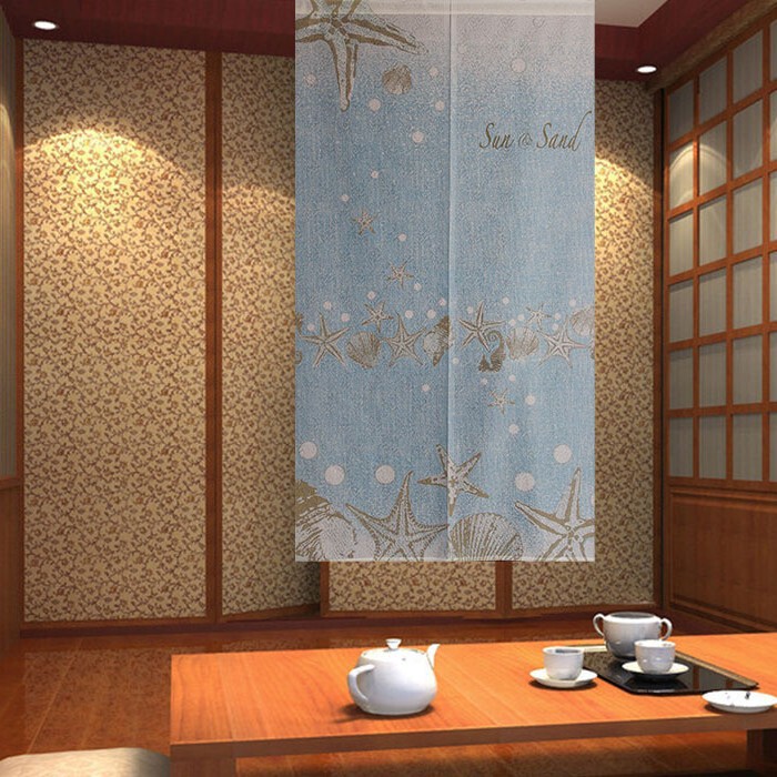 Japanese-Style Fabric Printed Feng Shui Door Curtain Starfish Shell Wholesale and Retail One Piece Can Be Cut Japanese-Style Fabric Printed Feng Shui Door Curtain Starfish Shell Wholesale and Retail One Piece Can Be Cut