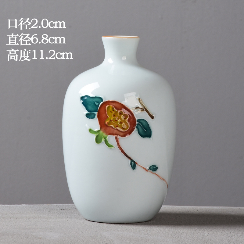 Pintado a mano pequeño florero arreglo de flores secas hecho a mano de cerámica decoración del hogar sala de estar decoración creativa simple moderno hidropónico