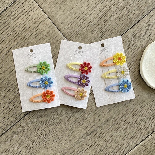 LING+ Korean style new children's hair clip with diamond flower BB clip small children's flower set baby bangs clip