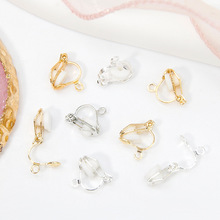 镀18K金无耳洞三角耳夹带耳垫 14K金diy耳饰配件材料批发