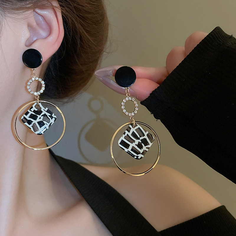 真金电镀银针豹纹星星圆圈耳环欧美潮流设计感耳坠气质氛围感耳饰详情45