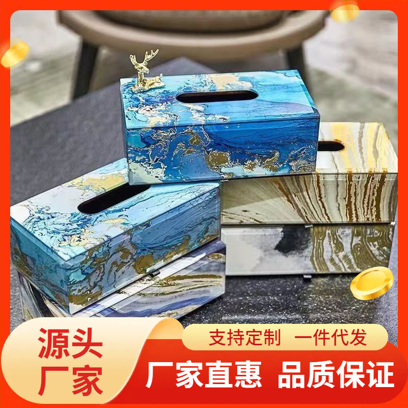 High-end creative glass gold foil tissue box home living room…