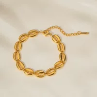 Браслет женский с морскими элементами, полые ракушки, титан-сталь, 18K PVD, водостойкий, цвет золото