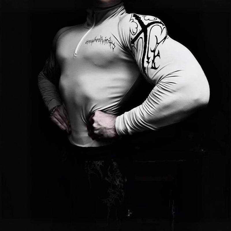 Breathedivinity American Venom Cross Fitness Men's Half-Zip Training Slim Quick-Drying Long-Sleeved T-Shirt