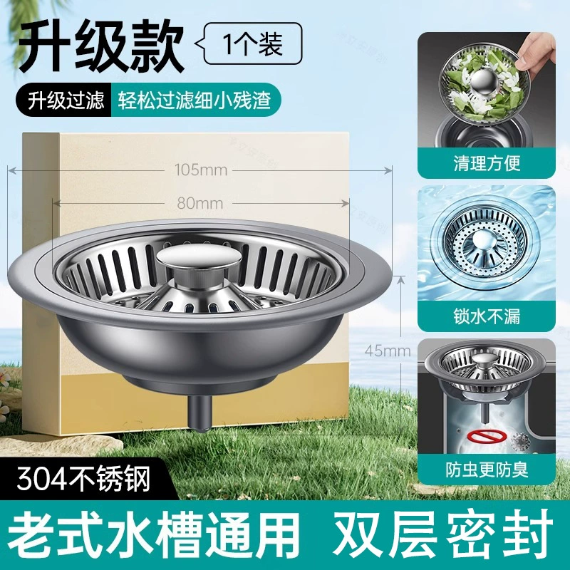 Zhiyu Kitchen Shallow Sink Filter с нержавеющей прокладкой, анти-засорение, быстрый сток