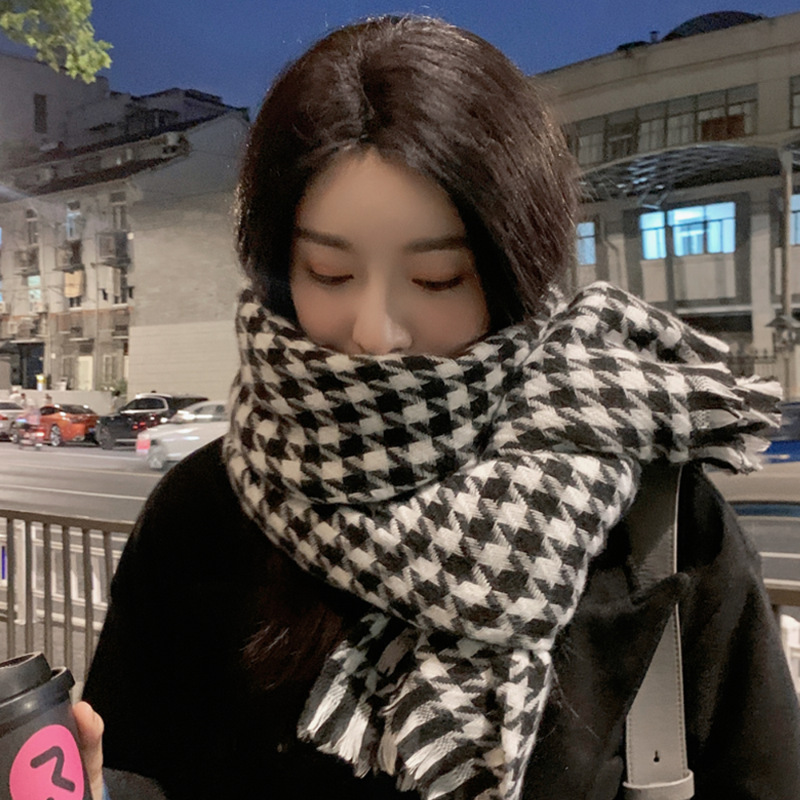 Nueva bufanda de pata de gallo de Cachemira como invierno popular Corea del Sur engrosada de las mujeres otoño e invierno cálido bufanda chal de los hombres