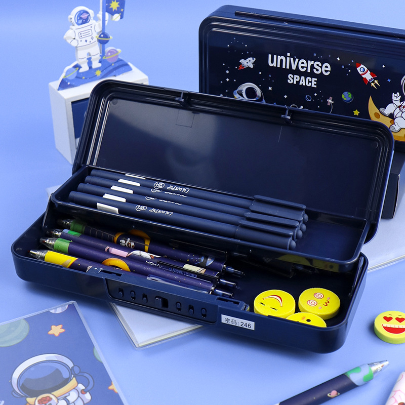2025 nueva caja de lápiz Xiaozha bloqueo de contraseña multifuncional caja de lápiz de dibujos animados avanzados de gran capacidad para niños estudiantes de primaria