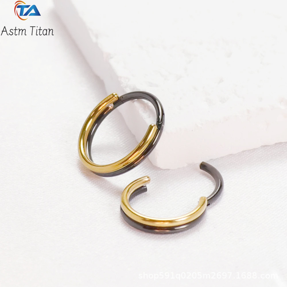 G23 Titanium Hinge Nose Ring Nasal Septum Double Color PVD Seamless Ring Diaphragm Earrings Pierced Jewelry Nose Stud detail image 10