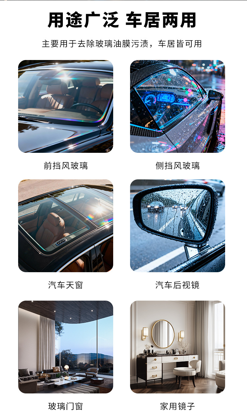 Cross-Border Car Glass Oil Film Cleaner, Oil Film Remover, Car Window Cleaner with Just One Wipe, 200ml