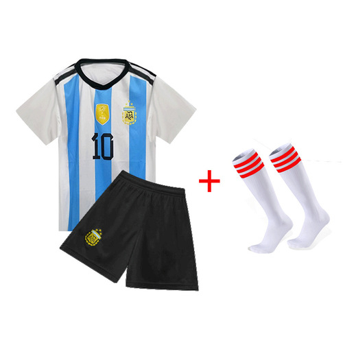 Qatar World Cup football suit set Messi 10 number jersey kindergarten performance suit Portugal Ronaldo jersey 