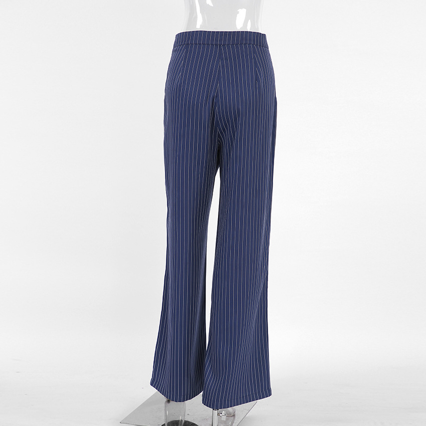 315g Weight Full Length Pants Length Spandex, Polyester Fabric Type High Waist Waist Line Casual Pants Pants Type Inelastic Elasticity Daily Occasion Regular Fit Fit Type Stripe Pattern Summer, Spring, Autumn Season Women's Gender Pocket Design Simple Style Style Women's Daily Simple Style Stripe Full Length Pocket Casual Pants 4