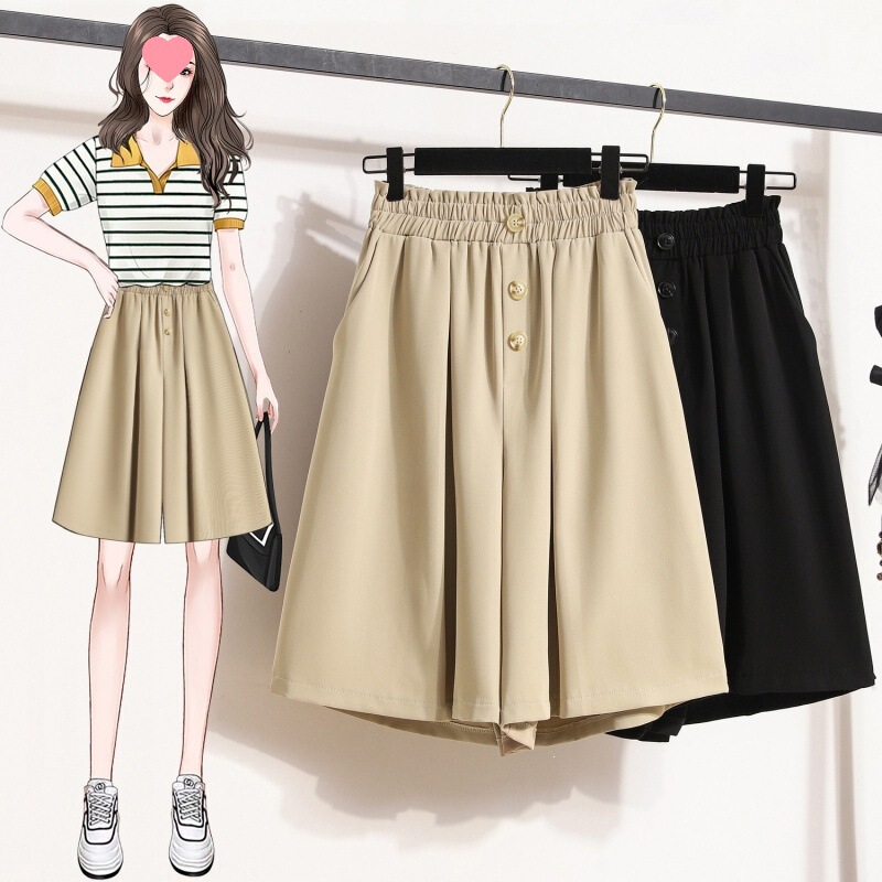 Plus-Size Women's Summer Sports Shorts, Loose Fit, Slimming, High-Waisted, Wide-Leg, Suit-Style Five-Point Shorts Plus-Size Women's Summer Sports Shorts, Loose Fit, Slimming, High-Waisted, Wide-Leg, Suit-Style Five-Point Shorts