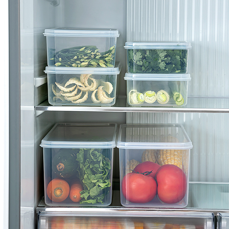 Refrigerator Storage Box with Lid, Rectangular Refrigerator Storage Box, Food-Grade Food Refrigerator Storage Box