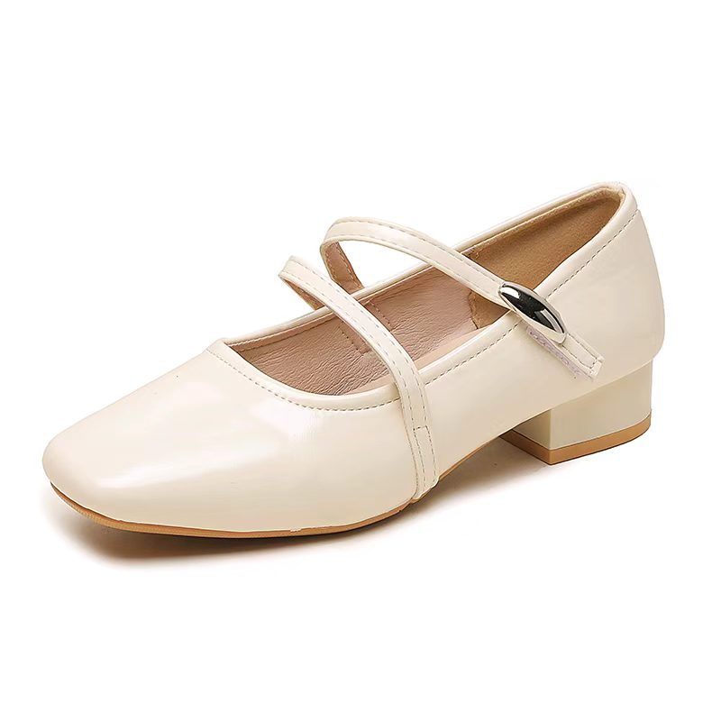 Zapatos franceses de mujer de primavera y verano de 2026 nuevos zapatos de tacón alto de moda de tacón grueso velcro zapatos de moda