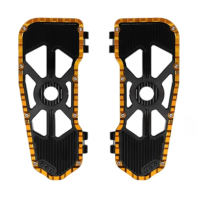 Suitable for Harley Road Glide St Road King Trike Modified Driver Passenger Footrest (Motorcycle pedals) - black-gold-pedal