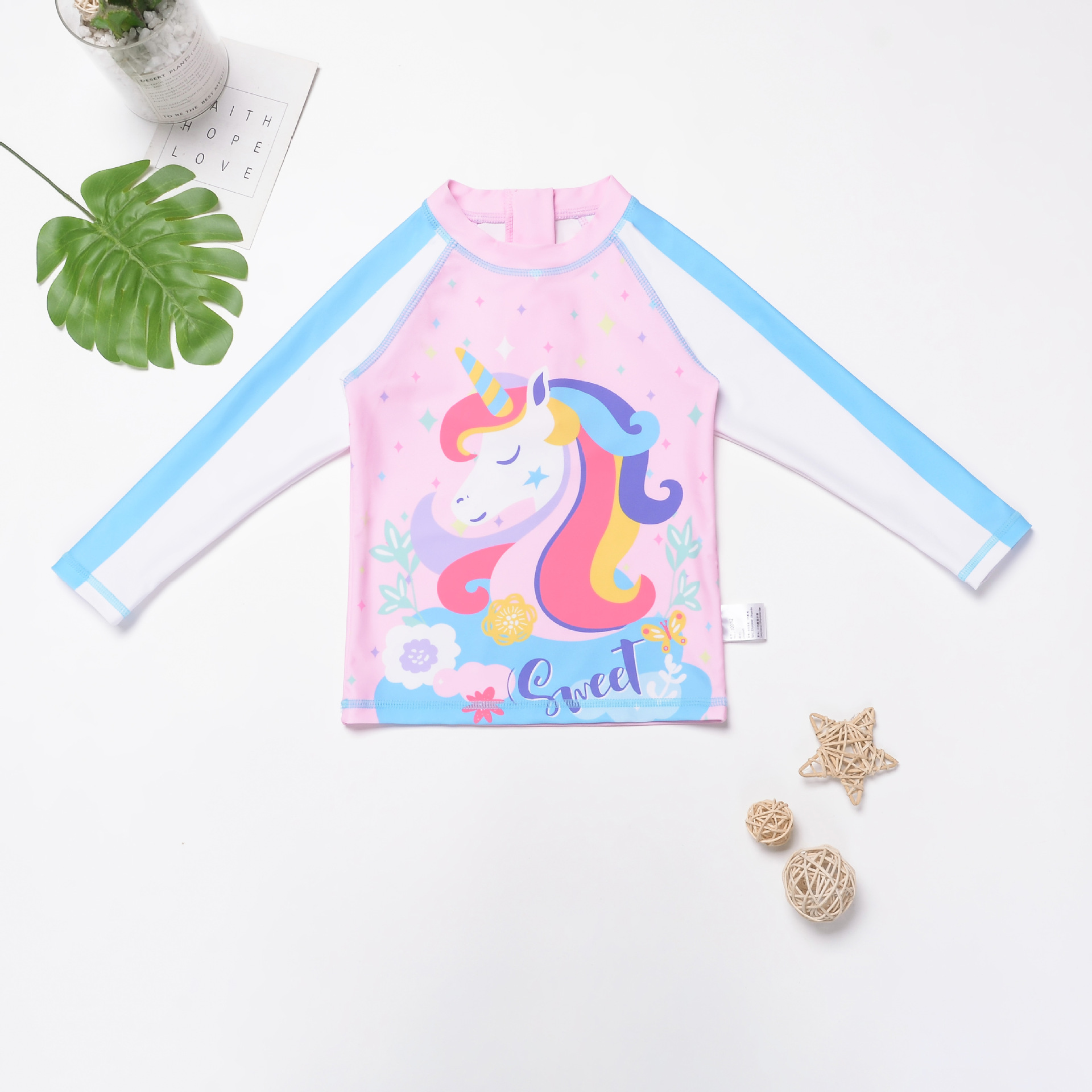 Kinderbadeanzug für Mädchen, Kleinkinder und Babys, zweiteilig, Sonnenschutzhose, langärmlig, schnelltrocknend, niedliche Bademode für größere Kinder_voghion.com