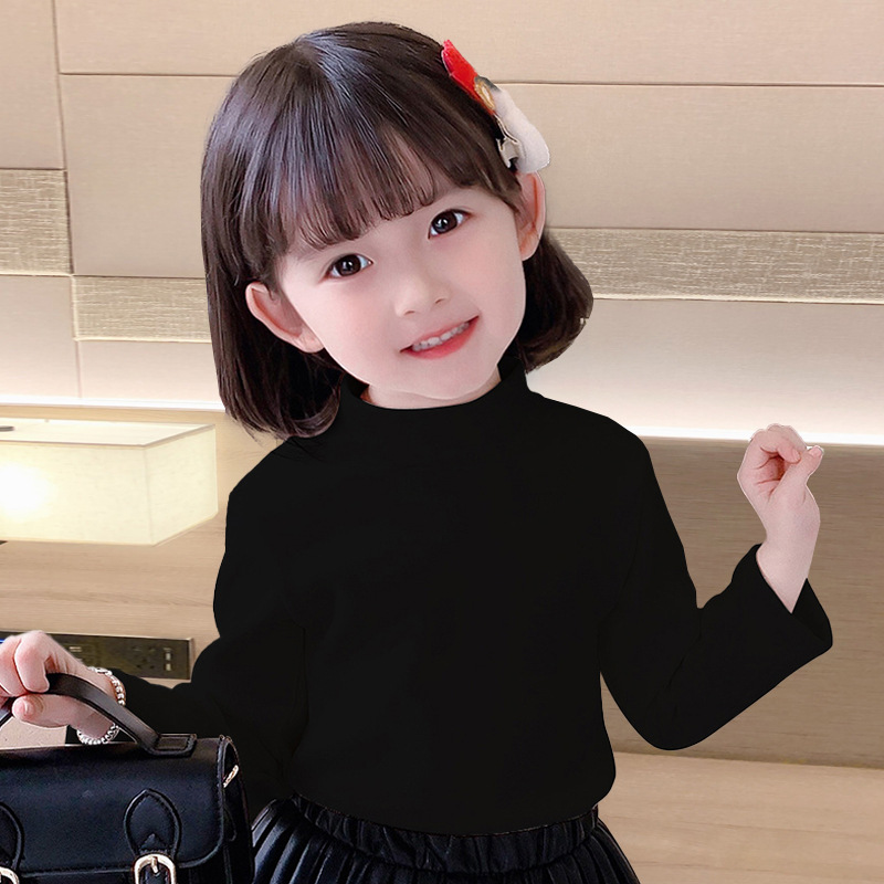 Nuevo otoño y el invierno de los niños de cuello alto de terciopelo cálido que basa la camisa otoño ropa estilo occidental color sólido niños y niñas interior superior