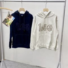 韩国小众潮牌Lee刺绣图案卫衣男女款经典百搭宽松情侣连帽毛圈卫