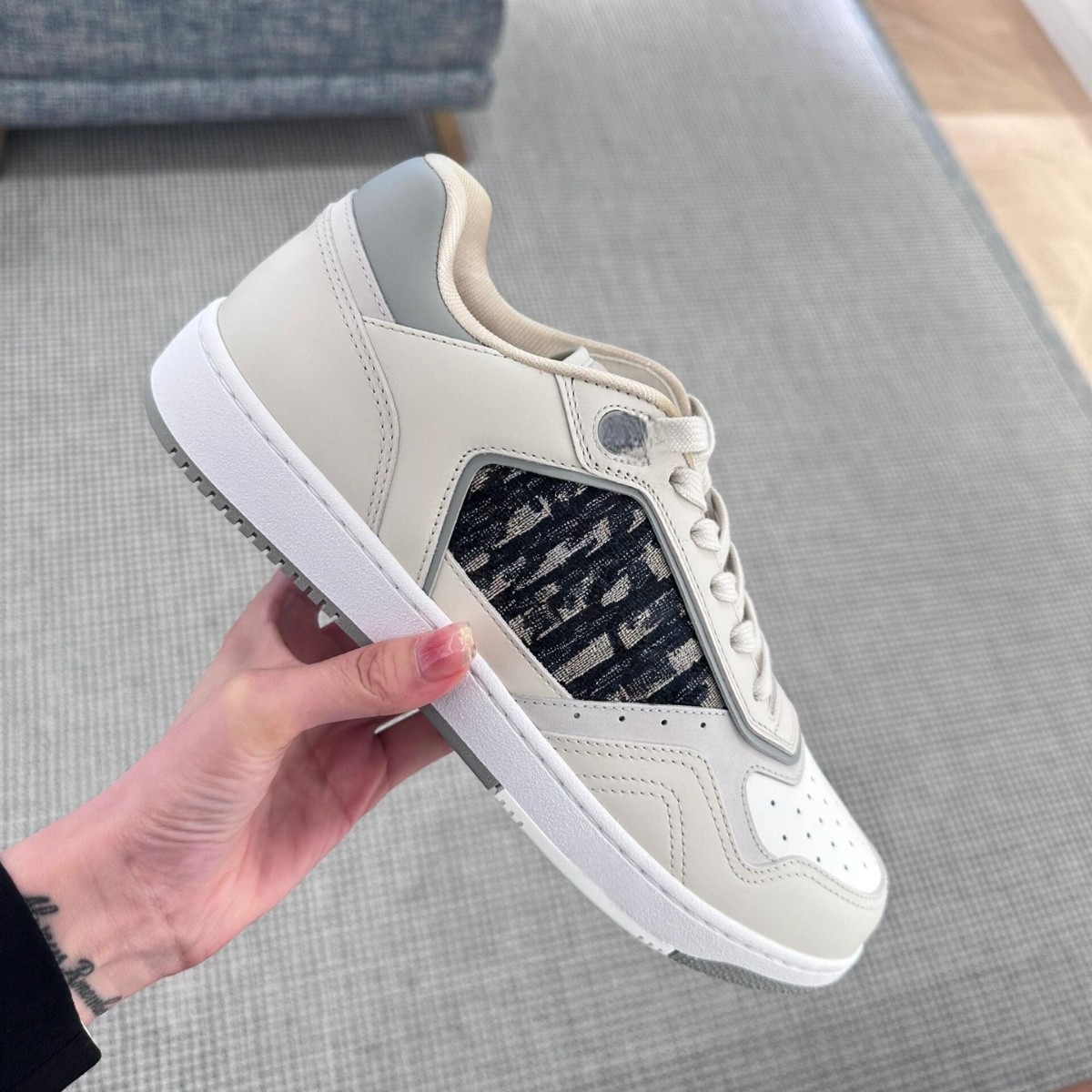 Putian Shoes Foreign Trade D Brand B27 Genuine Leather High-End White Sneakers for Men and Women, Low-Top Printed Embroidered Sports Casual Sneakers
