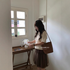 【You Think】十三ins博主同款时尚设计感镂空钩花百搭短袖毛衣女