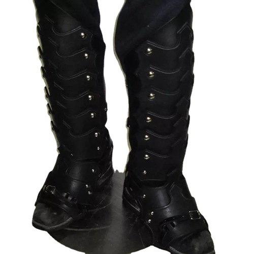 Ancient European medieval court warrior swordsman stage performance Gaiter shoes cover PU leather knee shin guards play cosplay photo props