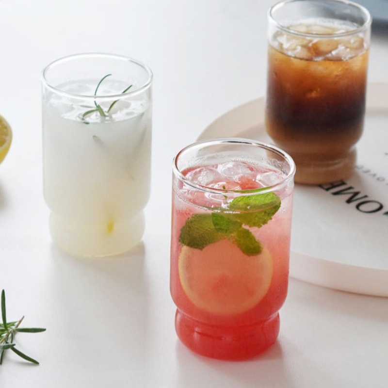 Cute Single-Layer Cup, Tall and Short, Small Waist Cup, Simple Household Transparent Milk Coffee Juice Cold Drink High Borosilicate Glass Cup