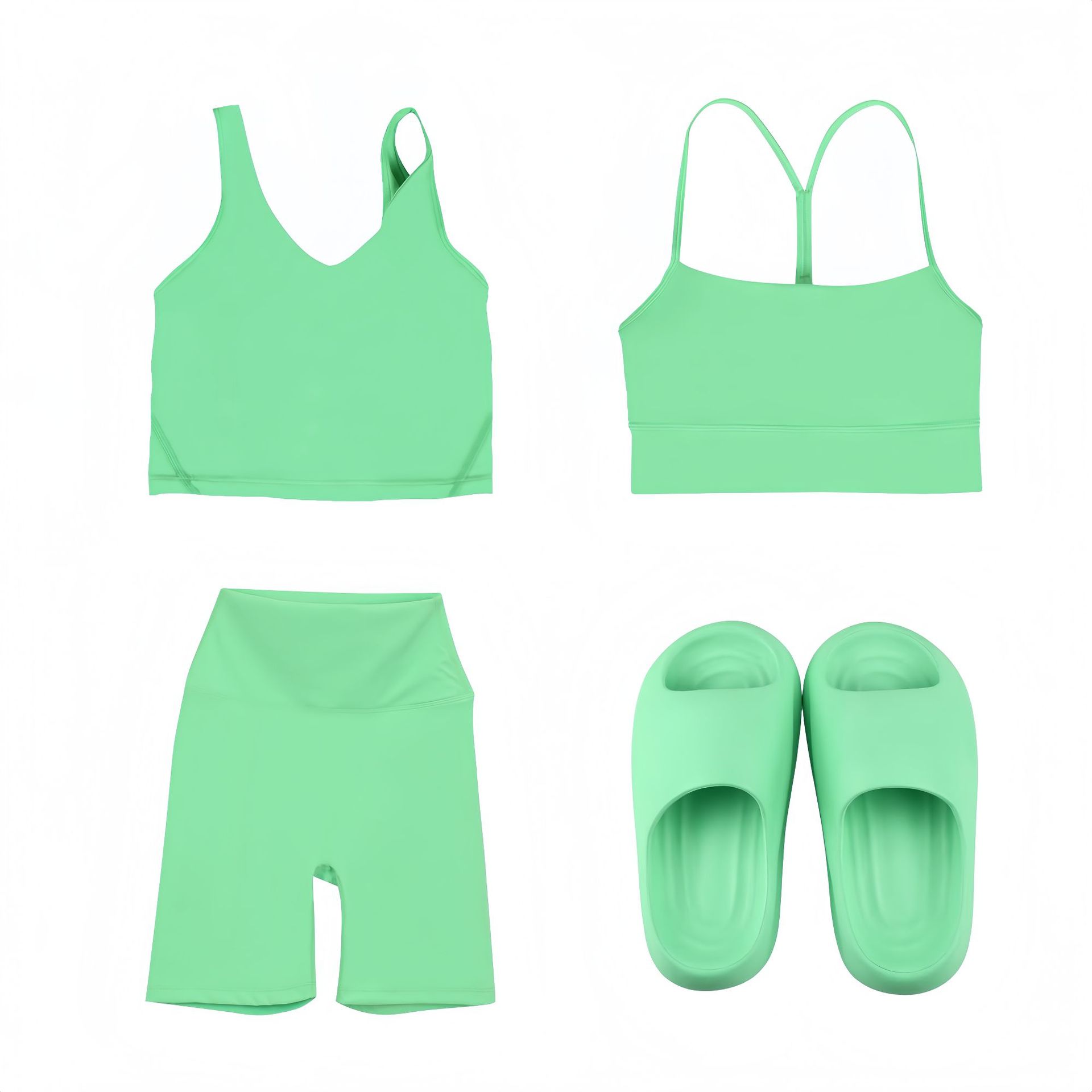Conjunto deportivo de 4 piezas para mujer con capri y chaleco_voghion.com