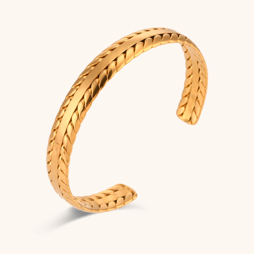 Acier Inoxydable Plaqué Or 18K Style Simple Bloc De Couleur Bracelet display picture 5