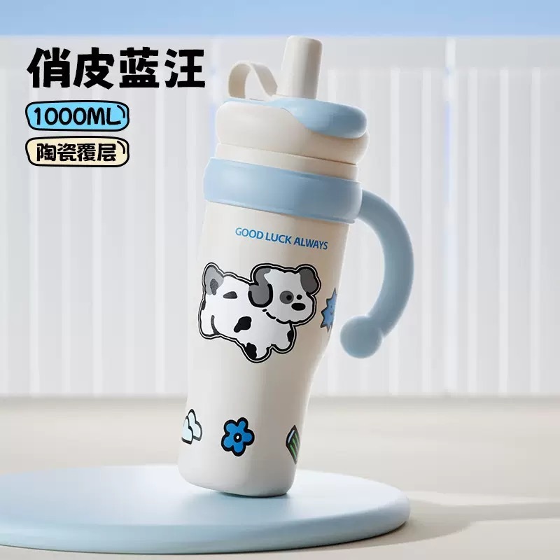 ins 高品質ステンレス鋼魔法瓶カップ女の子のためのかわいいポータブルアイスカップ直接飲料ストローカップクロスボーダー|undefined