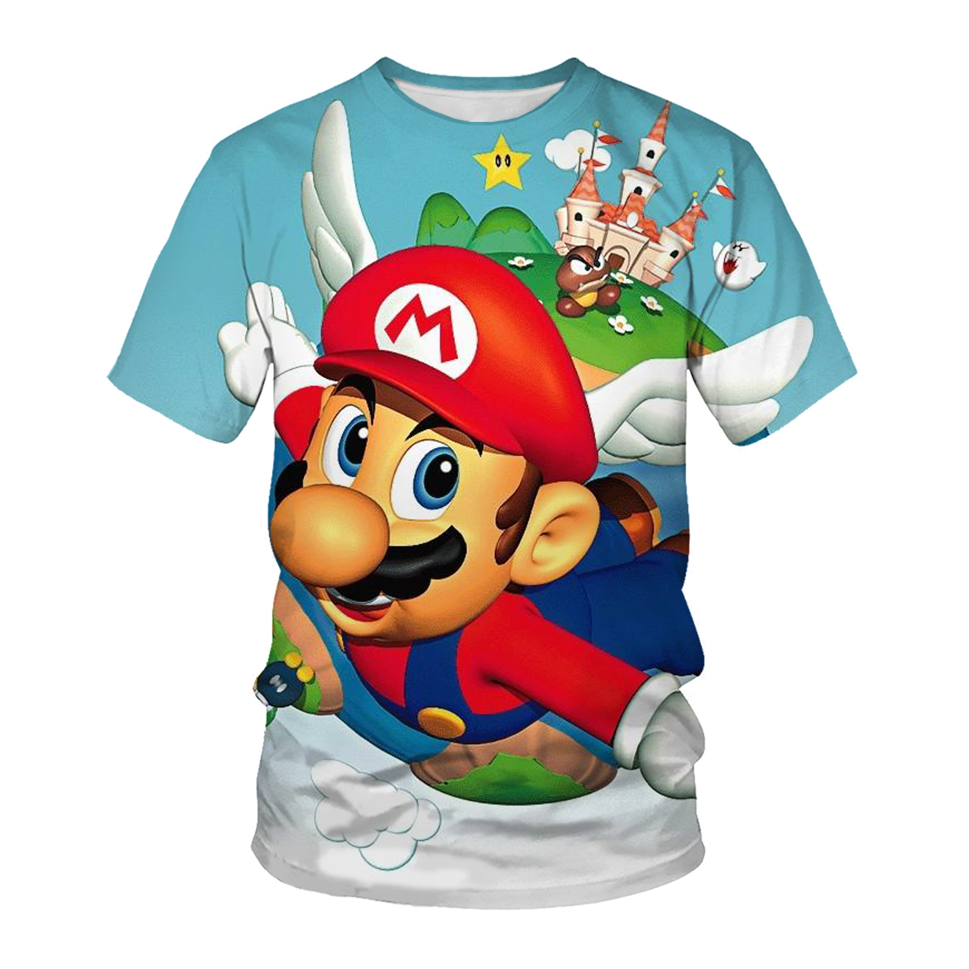 夏季短袖t恤3D数码印花超级玛丽青少年中小学男圆领半袖打底衫