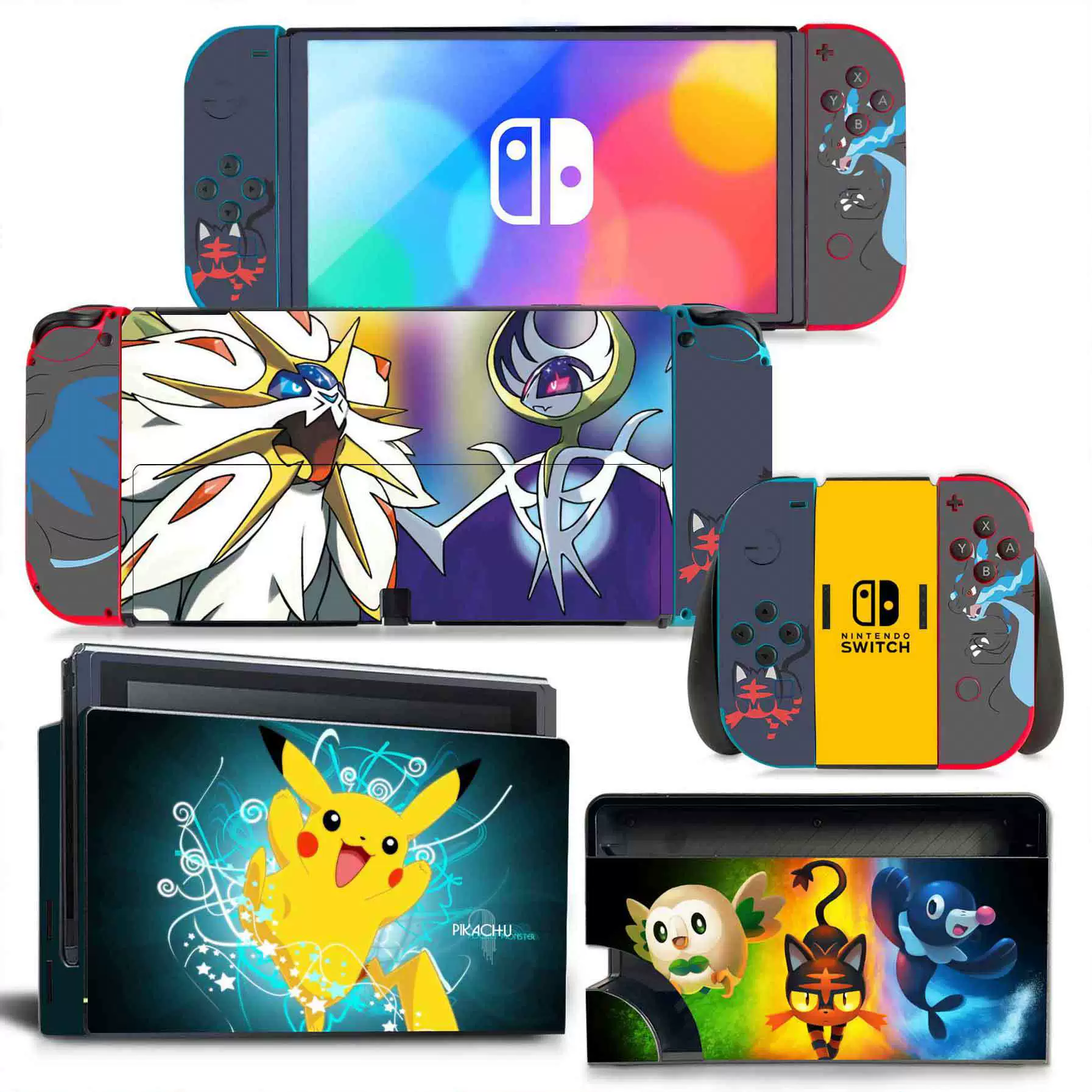 Подходит для наклейки на Switch OLED, мультфильм, Пикачу, без клея, матовая