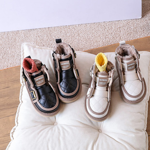 Baby Snow Boots 2025 Winter Thickeneded Warm Short Boots Boys' Fleece-Lined Cotton Shoes Girls' Waterproof and Non-Slip Large Cotton Shoes