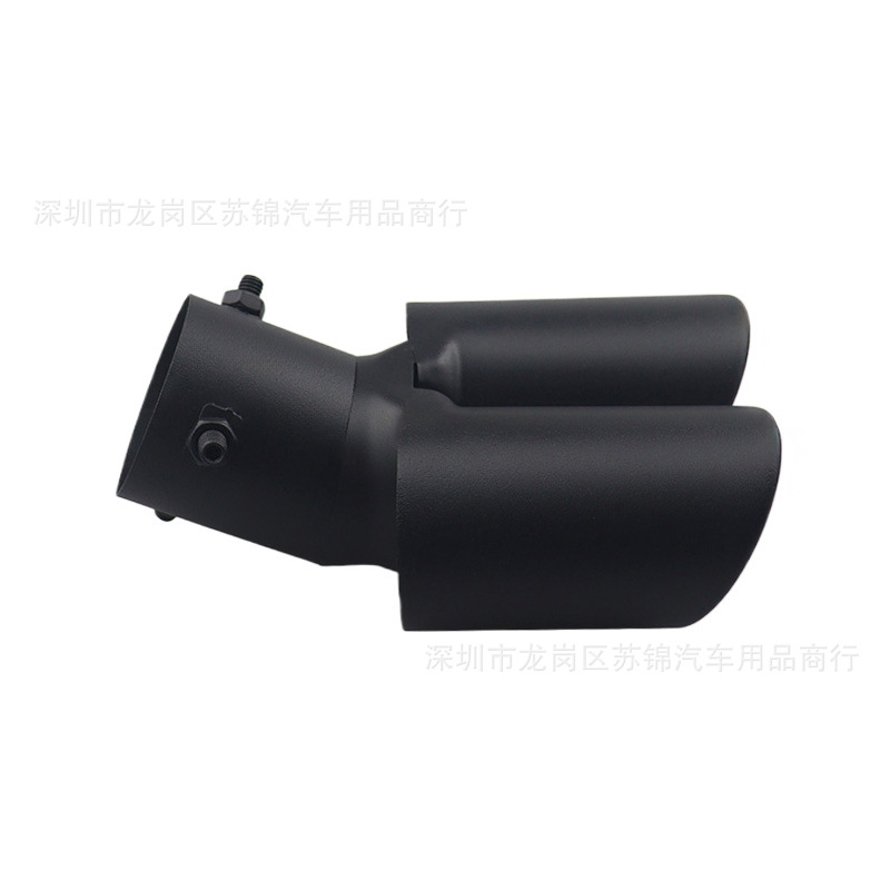 Car Modification Universal One-Out-Two Matte Black Tail Pipe 63mm Double-Out Tail Pipe Muffler Stainless Steel Exhaust Pipe