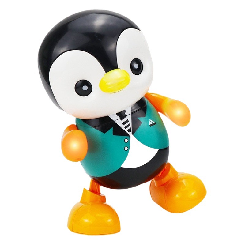 Tiktok columpio eléctrico pingüino muñeca colorida música ligera dibujos animados lindo baile transfronterizo juguetes para niños