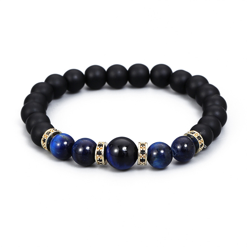 Piedra de ojo de tigre ML-XYN00021 + pulsera de piedra esmerilada