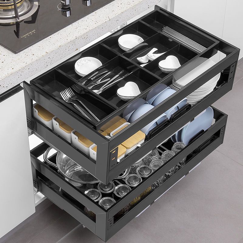 304 stainless steel Drawer double-deck Seasoning Storage Cabinet Basket kitchen cupboard Shelf Dishes Pull the blue