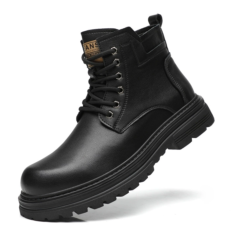 Martens, зимние кожаные, теплые, универсальные, нескользящие, модные, высокие сапоги, обувь
