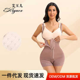 跨境欧美连体塑身衣提臀收腹美体紧身衣四排扣蕾丝塑形束身衣塑型